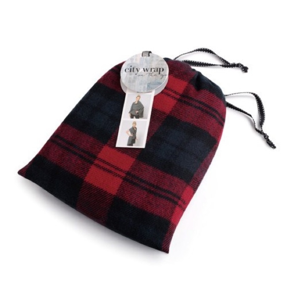 🆕 AUCTION PRICE👩🏻‍⚖️ Red and Black Plaid Woven City Wrap on the Go - Picture 2 of 6